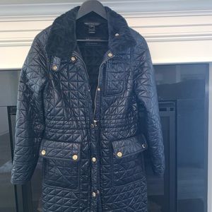 Marc By Marc Jacobs Size S Quilted Trench Coat Normandy Blue with Plush Lining